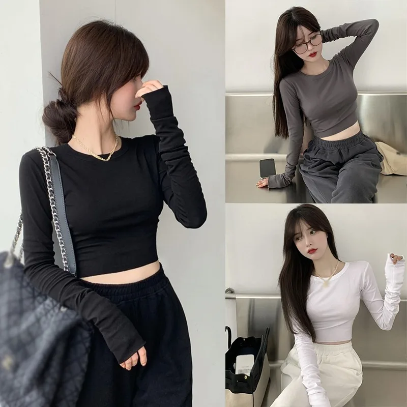 Women-s-Long-Sleeve-O-Neck-Crop-Top-Ribbed-Knit-Slim-Fitted-Basic-T-Shirts-3.webp